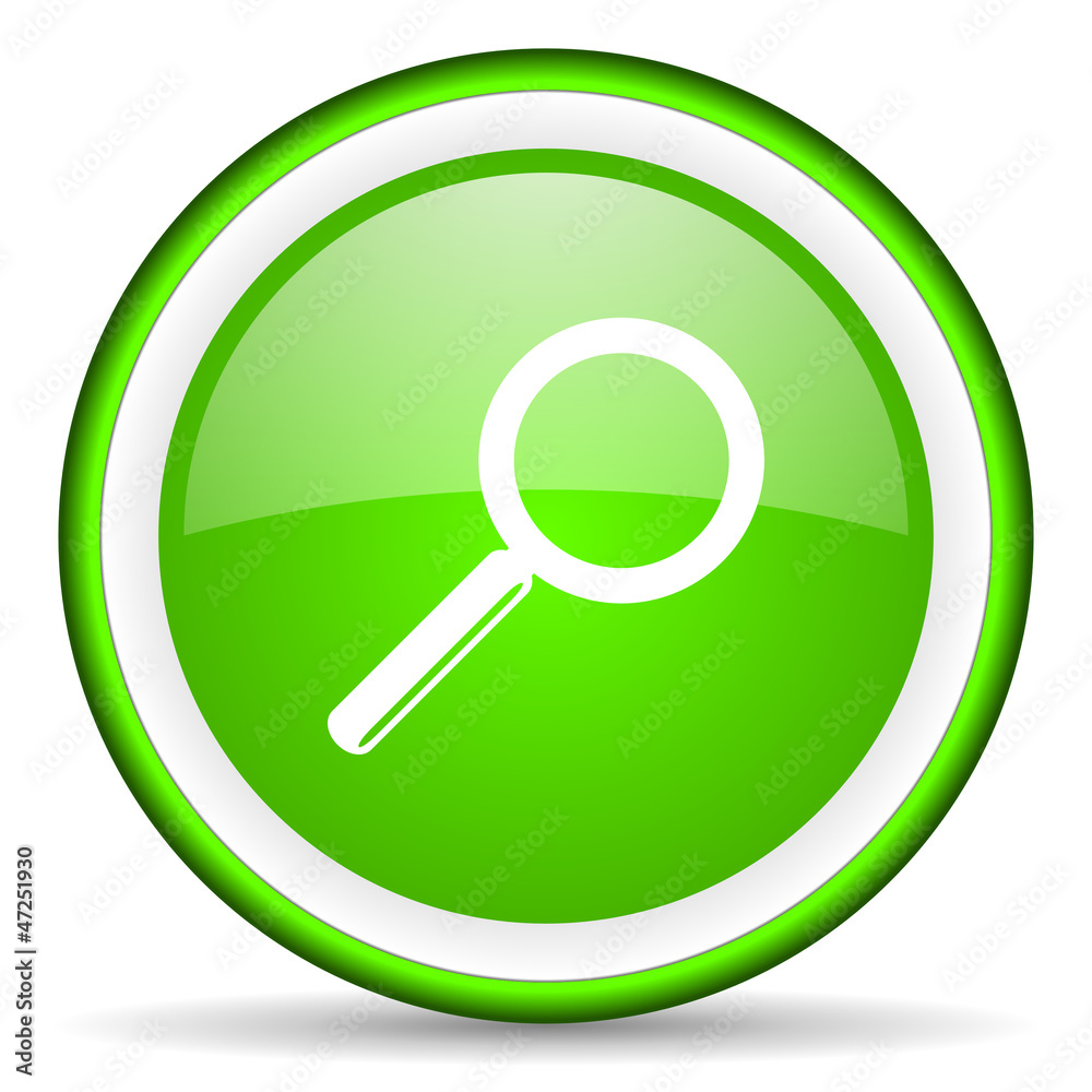search green glossy icon on white background search green glossy icon on white background