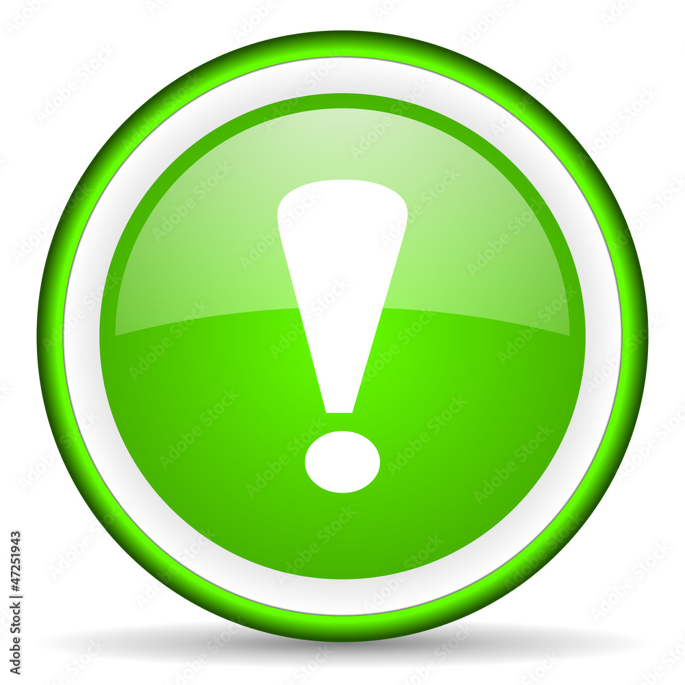 exclamation sign green glossy icon on white background exclamation sign green glossy icon on white background