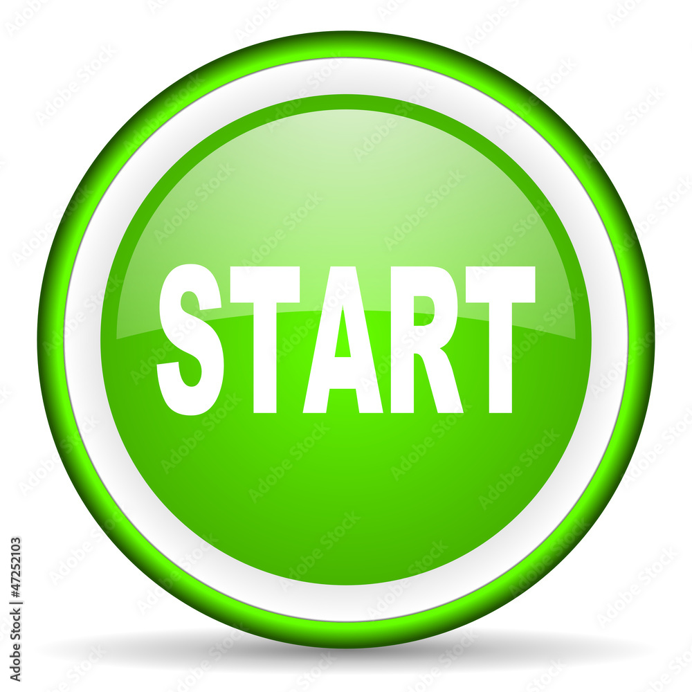 start green glossy icon on white background start green glossy icon on white background