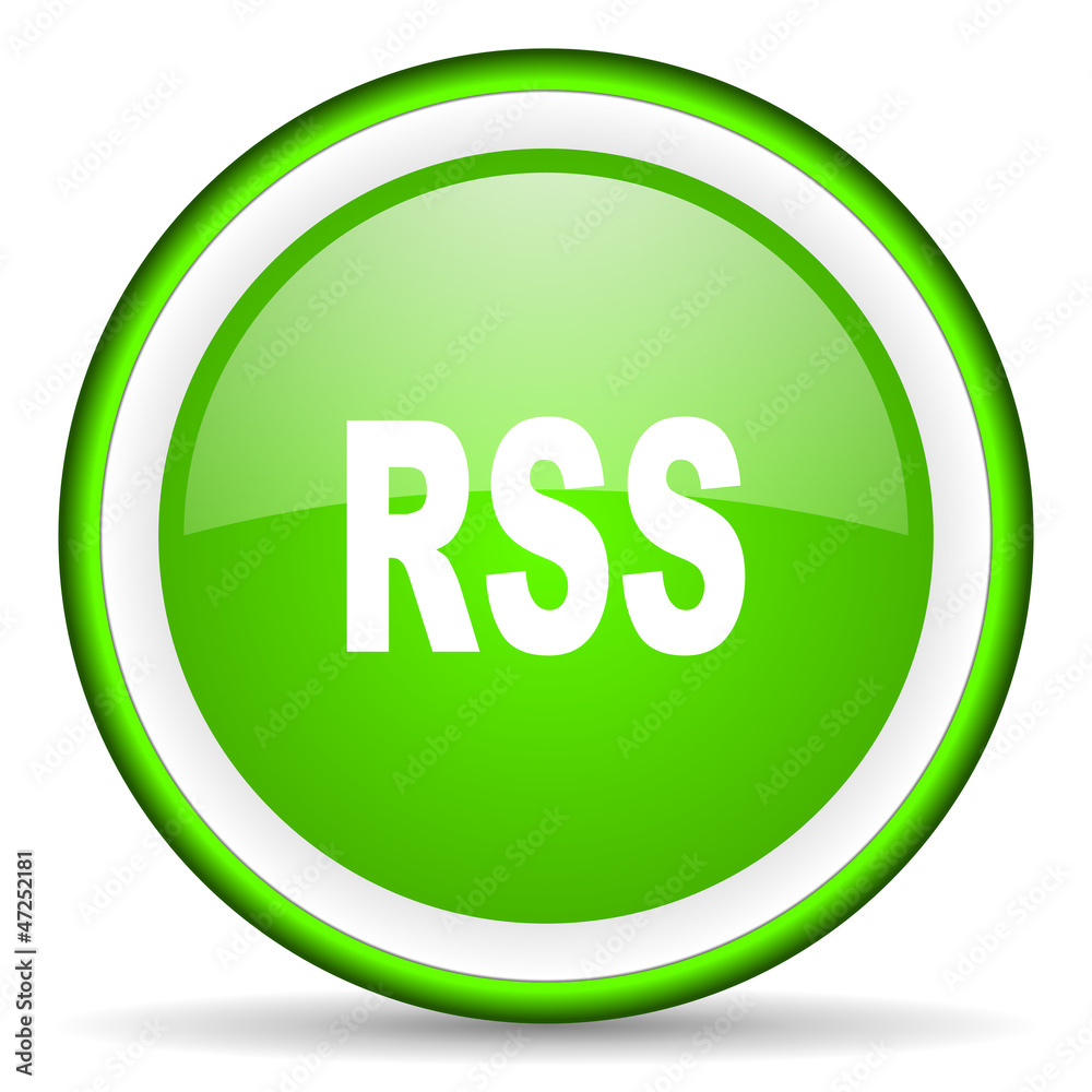 rss green glossy icon on white background rss green glossy icon on white background