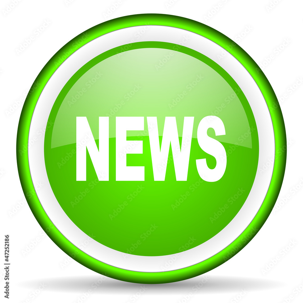 news green glossy icon on white background news green glossy icon on white background