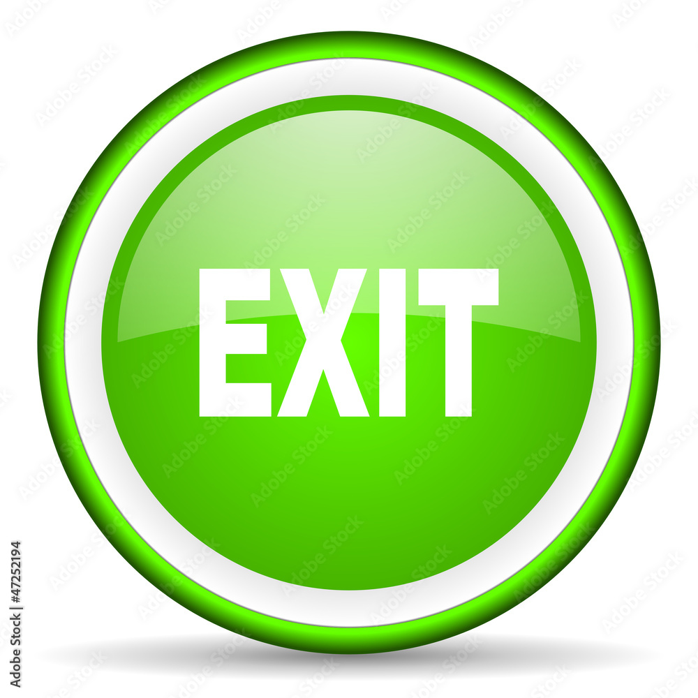 exit green glossy icon on white background exit green glossy icon on white background