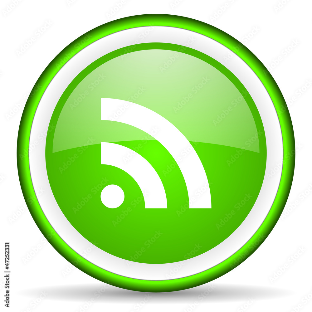 rss green glossy icon on white background rss green glossy icon on white background