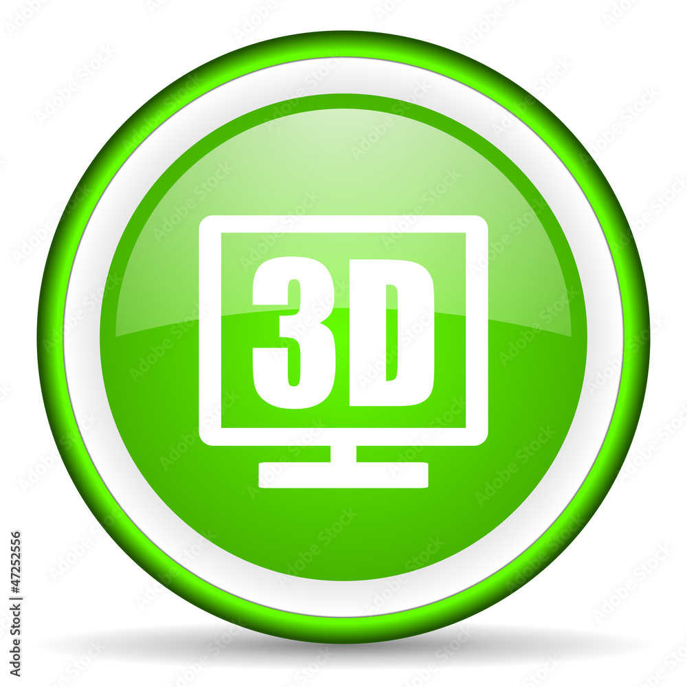 3d display green glossy icon on white background 3d display green glossy icon on white background