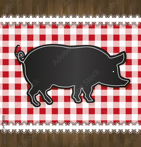 blackboard menu tablecloth lace pig