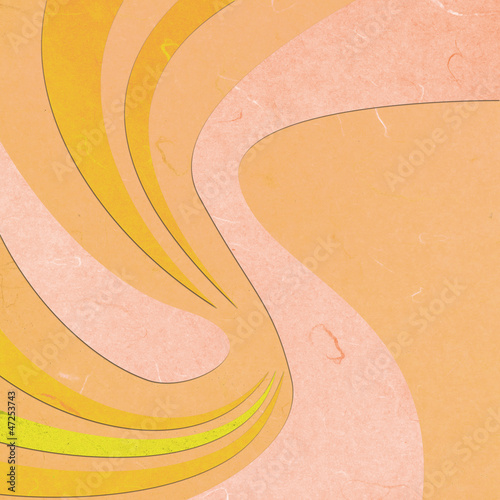 Rice paper cut  yellow curve abstact