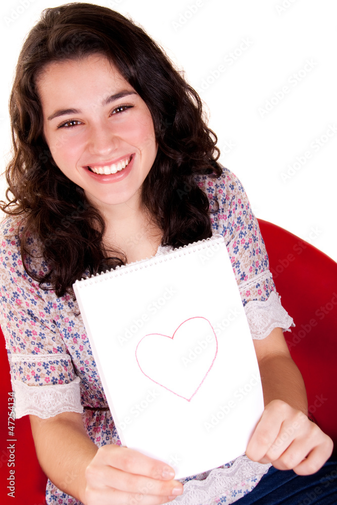 Beautiful and Happy Girl Showing Her Heart