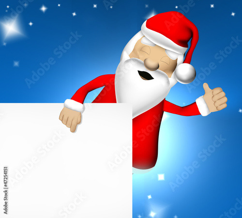 Happy Santa with blank board