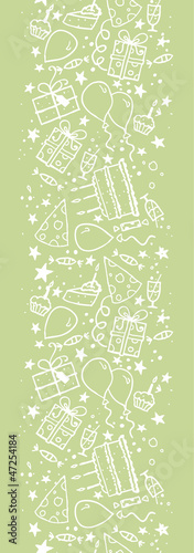 Vector birthday doodle vertical seamless pattern ornament