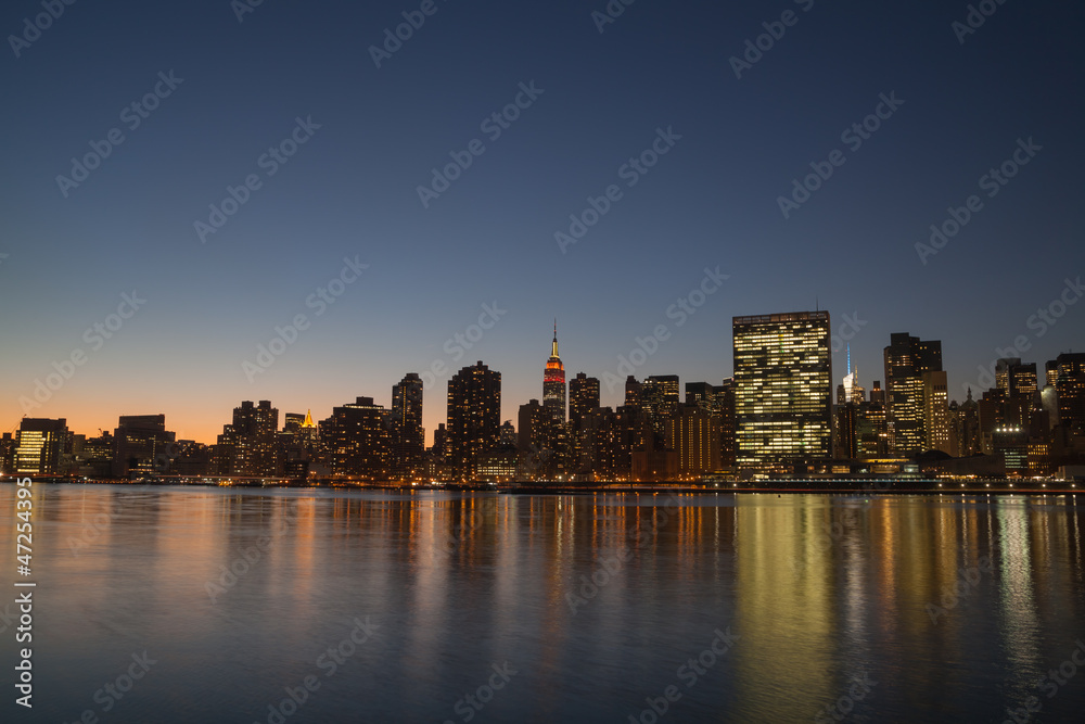 Midtown Manhattan skyline, at Thanksgiving night.