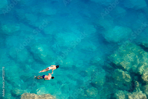 Divers holding hands