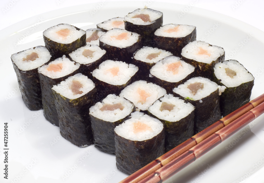 sushi and chopsticks
