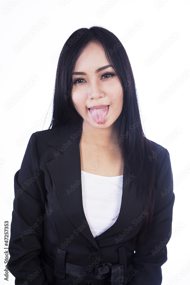 Cheeky business woman isolated in white Cheeky business woman isolated in white