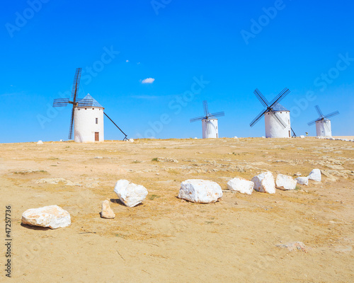 Four windmills. Campo de Criptana  Castile La Mancha, Spain.