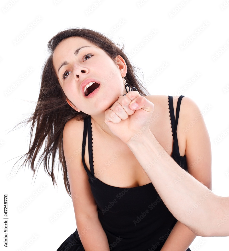 Fototapeta premium Young girl getting a punch