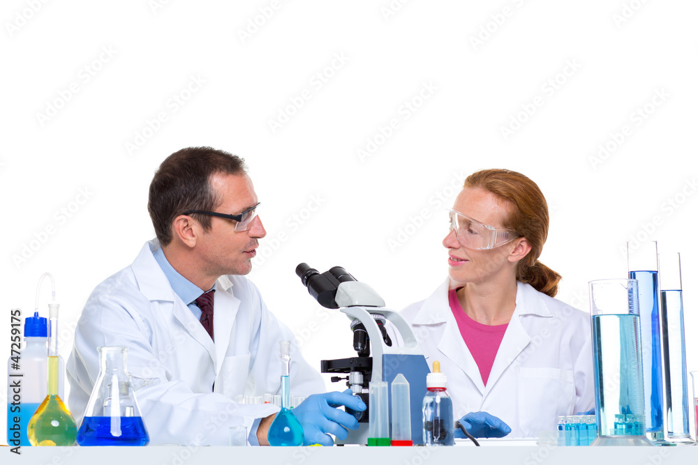 chemical laboratory with two scientist working chemical laboratory with two scientist working