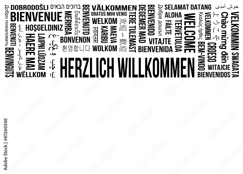 Herzlich Willkommen - Stichworte - verschiedene Sprachen Stock Vector |  Adobe Stock