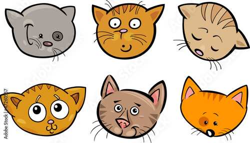 Fotografija Cartoon funny cats heads set