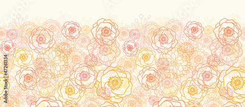 Fototapeta Naklejka Na Ścianę i Meble -  Vector vibrant warm flowers golden horizontal seamless pattern