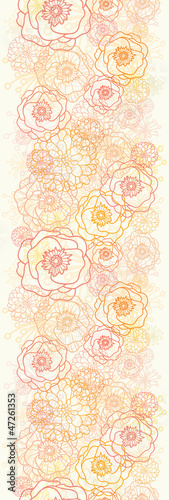 Fototapeta Naklejka Na Ścianę i Meble -  Vector vibrant warm flowers golden vertical seamless pattern