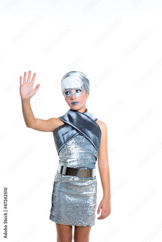 children futuristic fashion children girl silver makeup children futuristic fashion children girl silver makeup