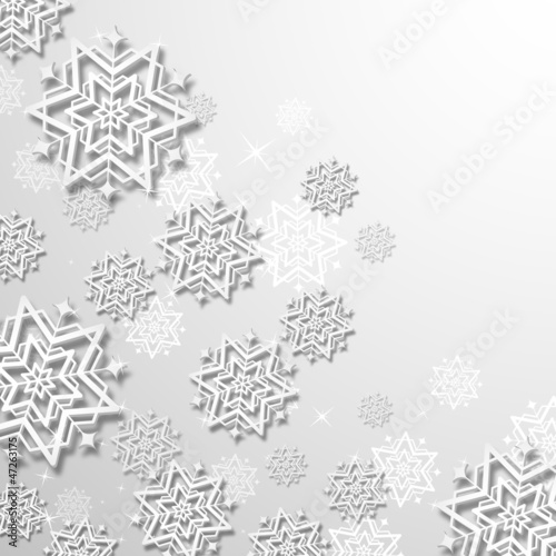 3d Snowflakes in Christmas background