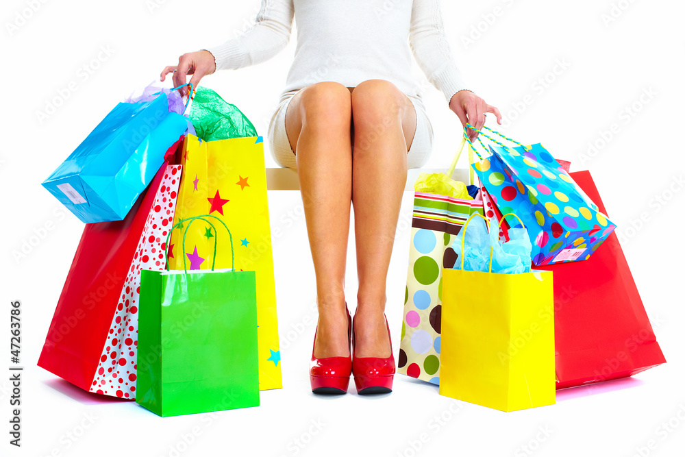 Beautiful Christmas Shopping woman.