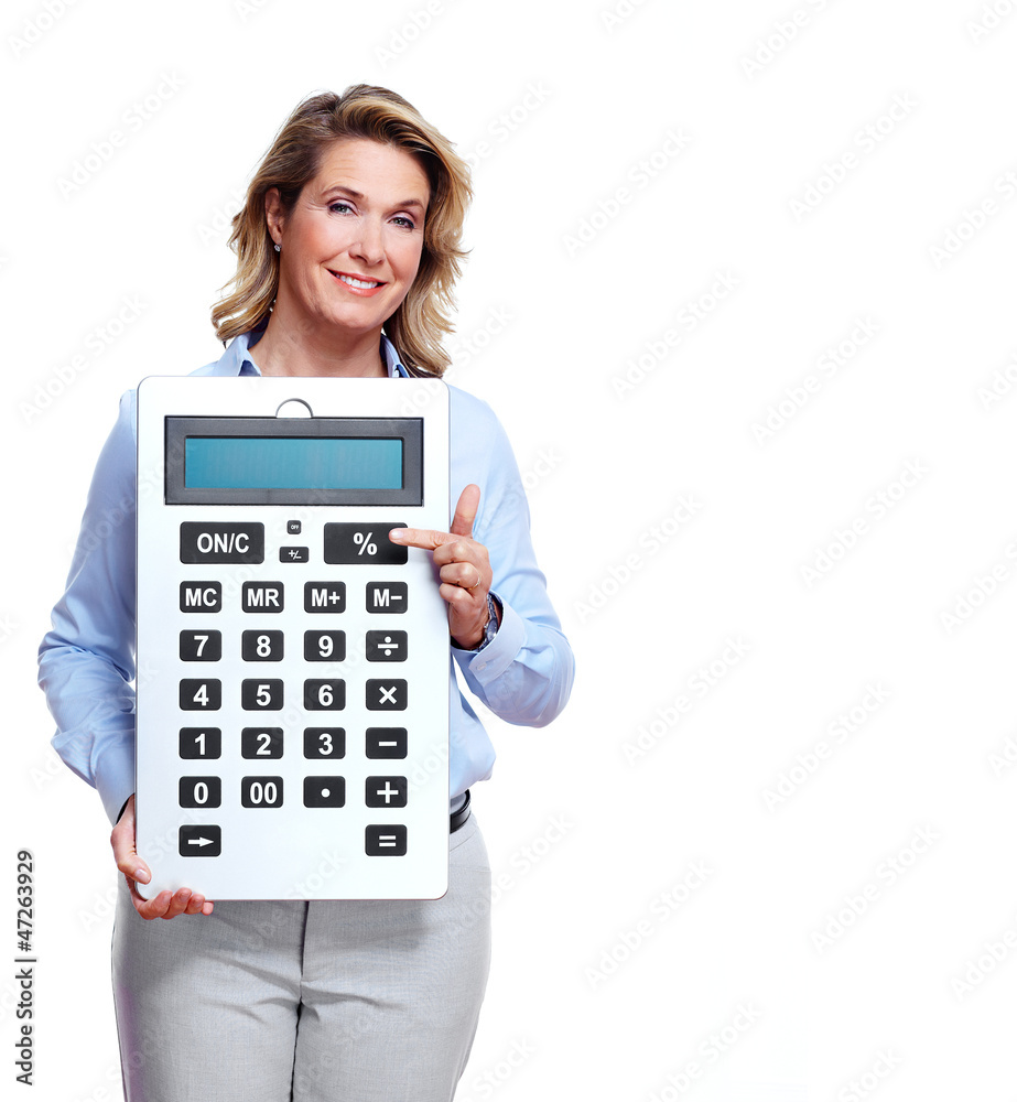 Accountant business woman with a calculator. Accountant business woman with a calculator.