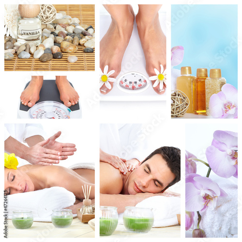 Beautiful Spa massage collage.