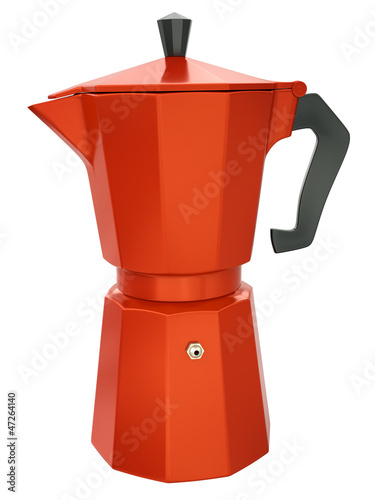 Red coffee maker, 3D render