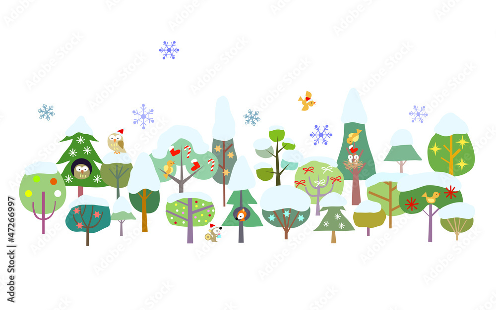 クリスマス　森　イラスト