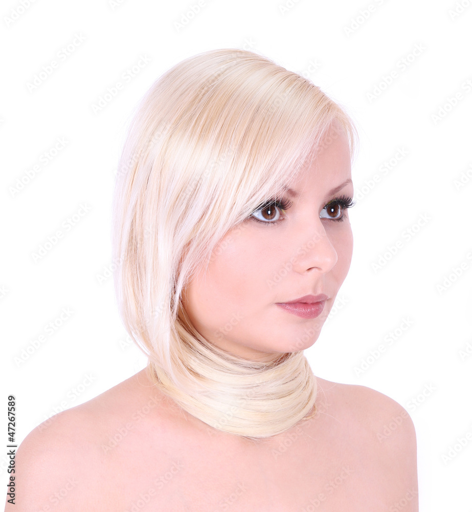 girl with strong blonde hair isolated , hair care girl with strong blonde hair isolated , hair care