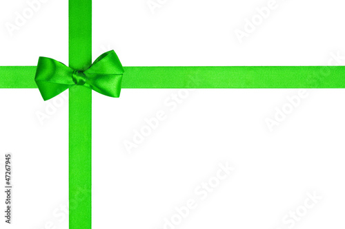 composition with green ribbons and a simple bow