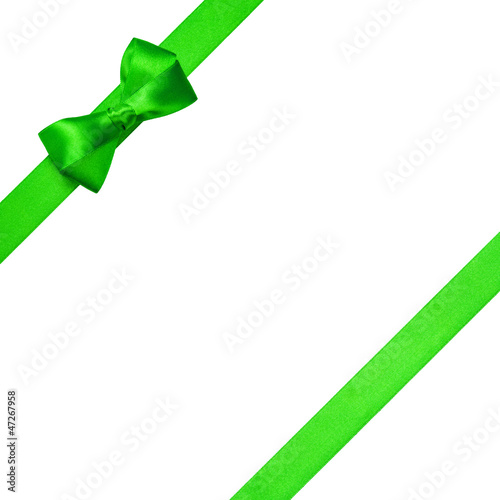 green ribbons with simple bow