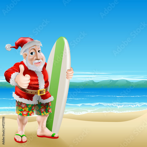 Santa on the beach photo