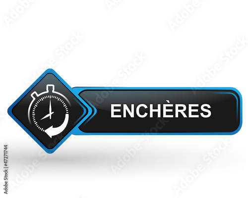 enchères sur bouton web carré design bleu
