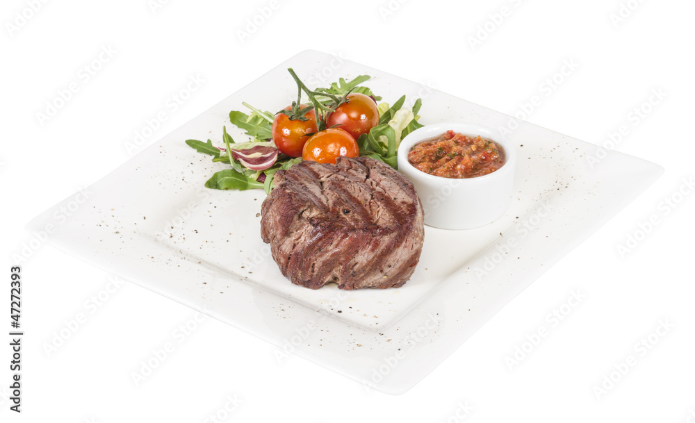 Grilled Beef Steak Isolated On a White Background Grilled Beef Steak Isolated On a White Background
