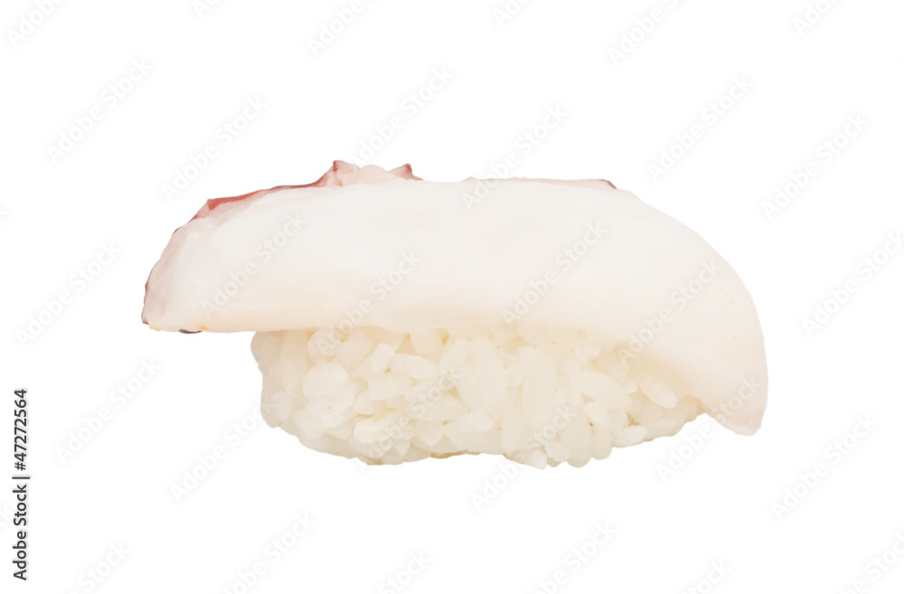 Japanese sushi with meat octopus on a white background Japanese sushi with meat octopus on a white background