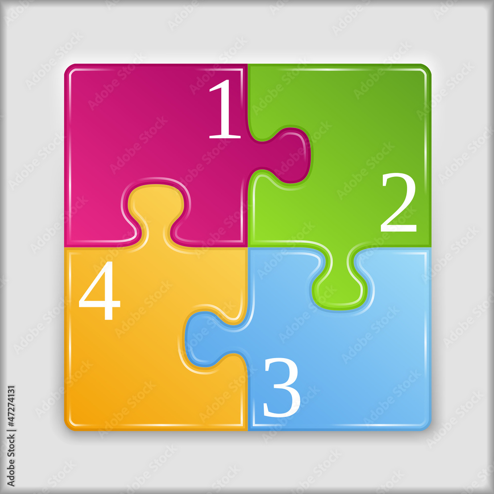 Square made of puzzle pieces with numbers