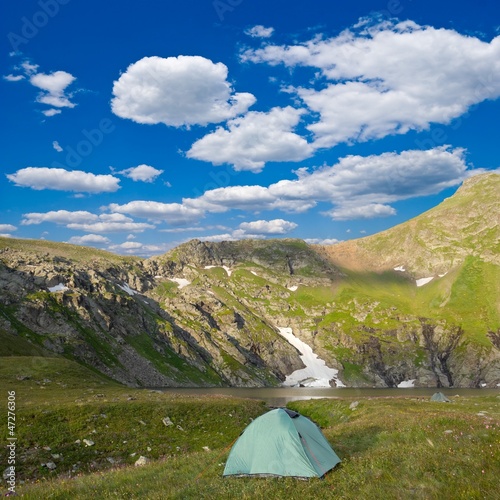 touristic camp in a mountain valley
