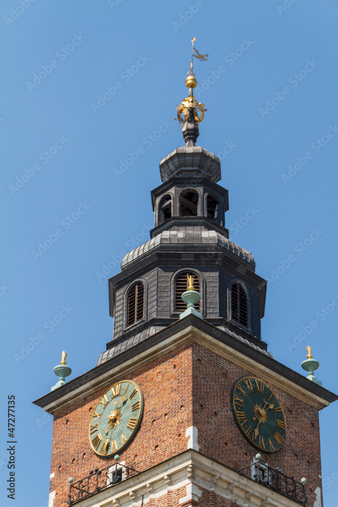 Town hall tower on main square of Krakow