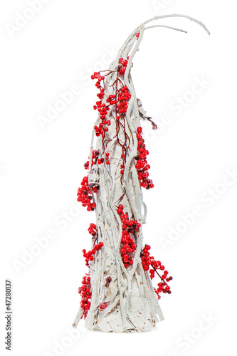 аbstract Christmas Tree decorated with clusters of mountain ash