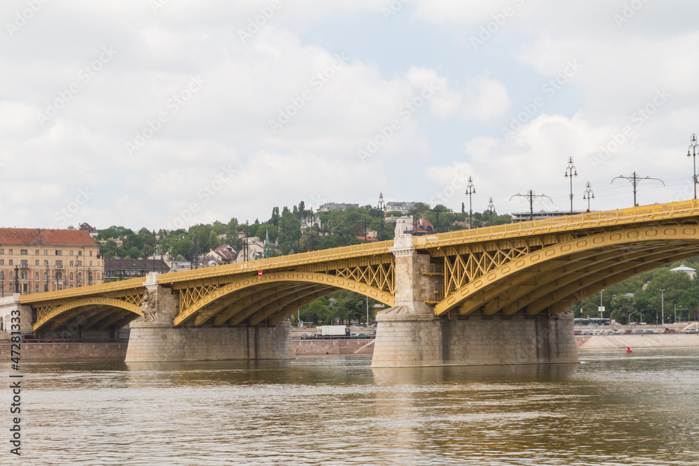 Scenic view of the recently renewed Margit bridge in Budapest. Scenic view of the recently renewed Margit bridge in Budapest.