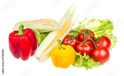 pepper  salad  ripe yellow corn and tomato