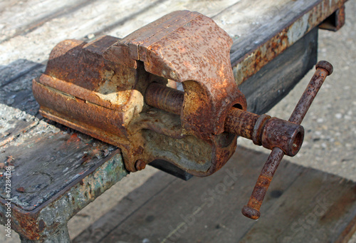 Rusty and old blacksmith vise
