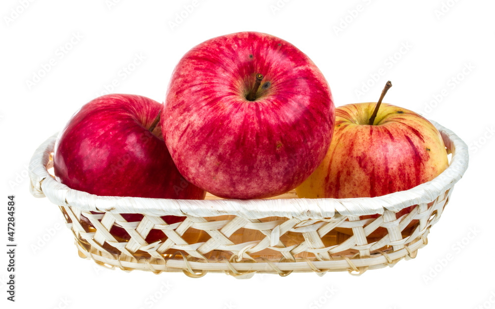 fresh red apples in the dish isolated on white background fresh red apples in the dish isolated on white background
