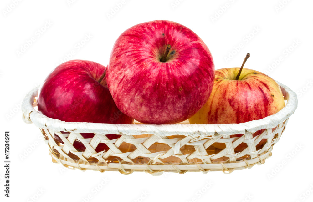 fresh red apples in the dish isolated on white background fresh red apples in the dish isolated on white background