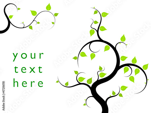 Tree floral ornament - green vector