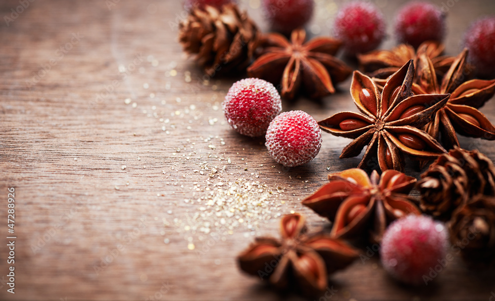 Rustic christmas decoration with star anise Rustic christmas decoration with star anise