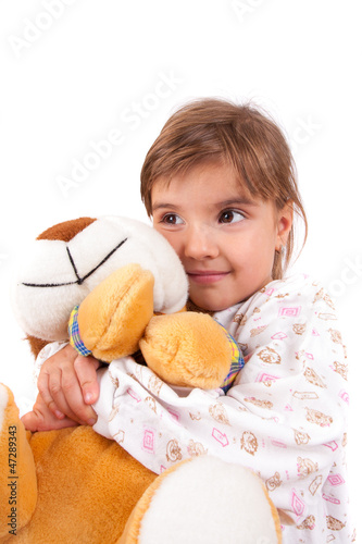 Little Girl with a brown dog